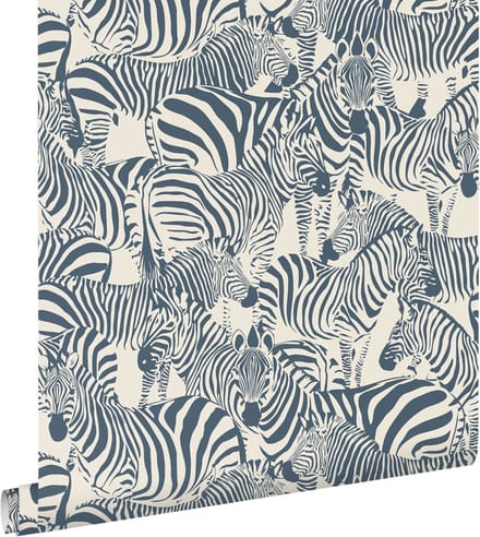 ESTAhome behang zebra's donkerblauw - 50 x 900 cm - 132213