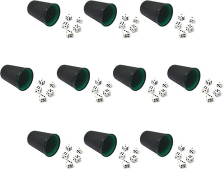 Set van 10 dobbelstenen breekers zwart met elk 5 dobbelstenen