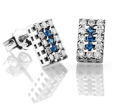 Orphelia OD-5139 - Oorknoppen - Witgoud 18 Karaat - Diamant 0.32 ct / Saffier 0.10 ct