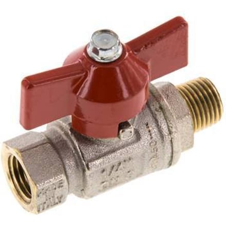 Buiten x Binnendraad R/Rp 1/4 inch Vlinder Handle 2-Weg Messing Kogelkraan - BL2BN-M-MF-NK-014