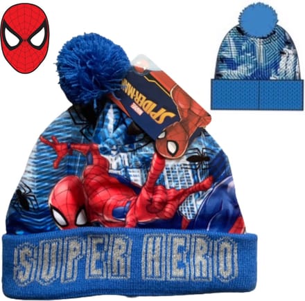 Marvel Spiderman Muts - Super Hero - Blauw - 54 cm hoofdomtrek - ongeveer 4 -8 jaar