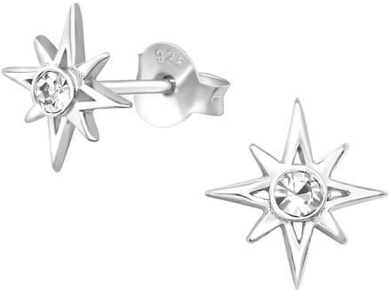 Joy|S - Zilveren ster oorbellen - 9 mm - kristal