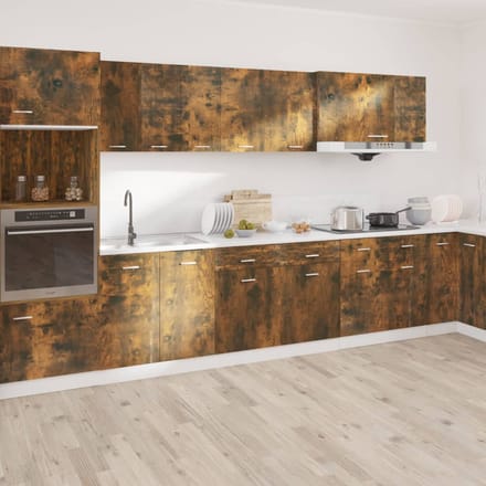 vidaXL - Onderkast - met - lade - Lyon - 50x46x81,5 - cm - bewerkt - hout - gerookt - eiken