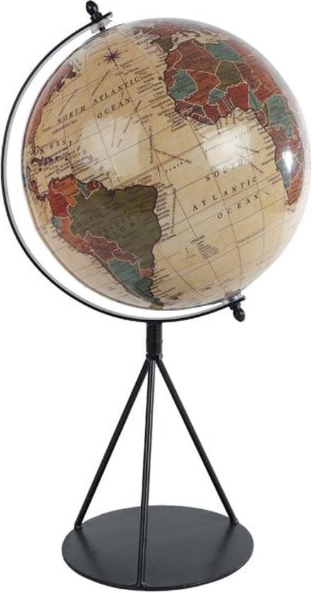 Wereldbol World L beige/zwart mango 20x23x40cm