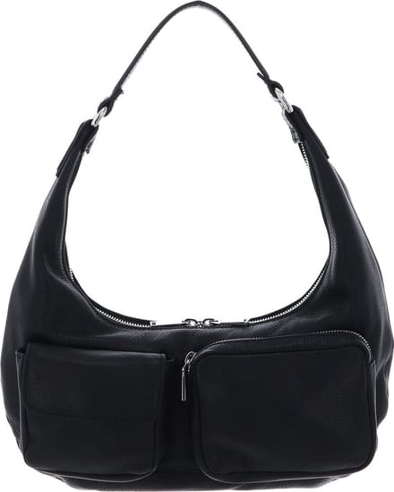 abro Leren Schoudertas Leather Dalia Hobo Bag Black / Nickel Zwart