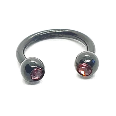 Zwart Met Steentjes - Neus / Septum / Helix Piercing