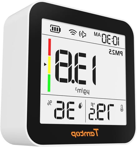 Luchtkwaliteitsmonitor - Luchtmeter CO2 - Gezond Binnenklimaat - 6-in-1 Meting - 120x40x140 mm - Wit