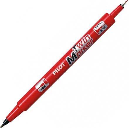 Pilot permanente marker Twin Marker EF/F, rood, 0,4–0,8 mm en 0,8–2,0 mm