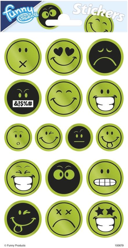 Funny Products Stickers Smiley 20 X 10 Cm Papier Groen 16 Stuks
