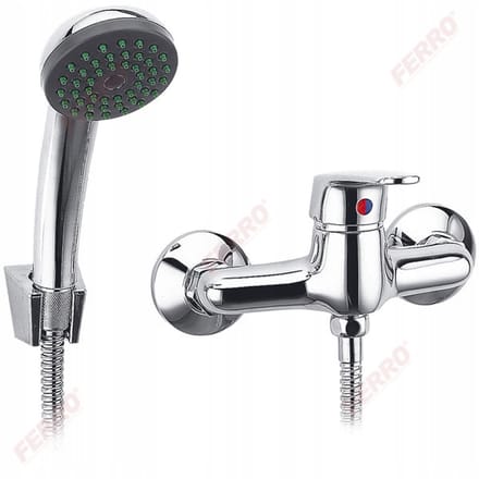 Ferro Smile Wanddouchekraan Chroom BSM77 - Compleet met doucheslang en handdouche