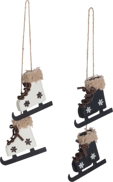 J-Line hanger Schaatsen - metaal - zwart/wit - 2 stuks