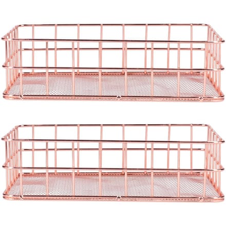 2PCS Nordic Simple Rose Gold Smeedijzeren Opbergmand Desktop Organizer ContainerL Large beige