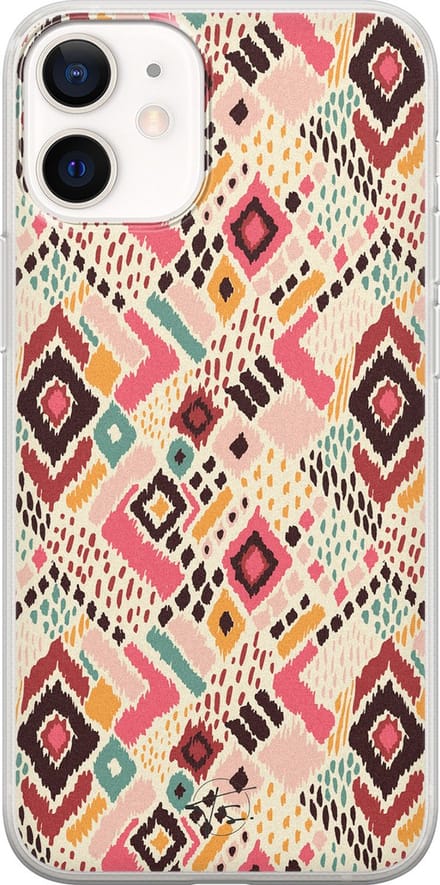 Hoesje geschikt voor iPhone 12 Mini - Boho vibes - Soft Case - TPU - Print - Multi - Mooie Telefoonhoesjes
