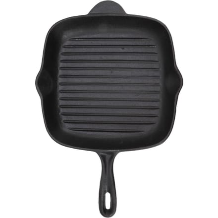 Gietijzeren Grillpan Grote Capaciteit Dubbele Uitloop Vierkant Steak Bacon Pan voor Thuis Kamperen Paniek 26CM gray
