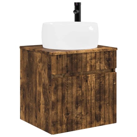 vidaXL - Wandgemonteerde - wastafelmeubel - Gerookt - eiken - 49 - x - 44,5 - x - 66 - cm