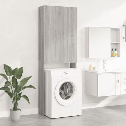 vidaXL - Wasmachinekast - 64x25,5x190 - cm - grijs - sonoma - eikenkleurig