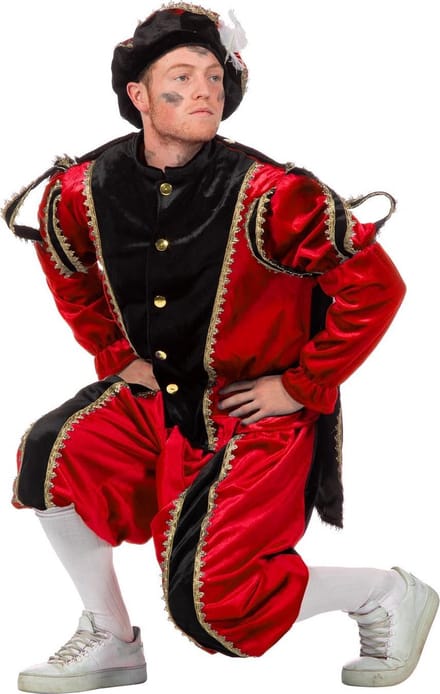 Piet zwart/rood imitatie fluweel voor volwassenen