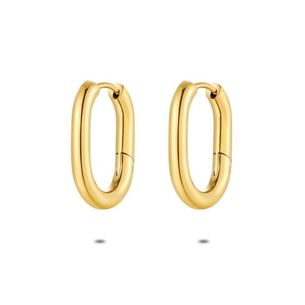 Twice As Nice Oorbellen in goudkleurig edelstaal, ovale oorring, 20 mm