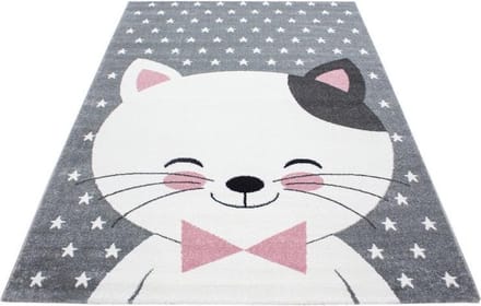 Vloerkleed kinderkamer - Kat - roze - 80x150 cm
