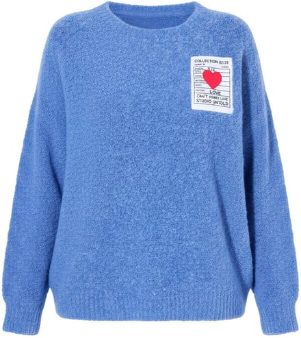 Studio Untold - Dames - Trui oversized patch lange mouwen - Ijsblauw - Maat 50+