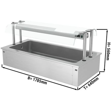 GGM Gastro Einbau Eiswanne - 1800mm - 5x GN 1/1 - 200 Liter - mit Glas-Hustenschutz Zilver