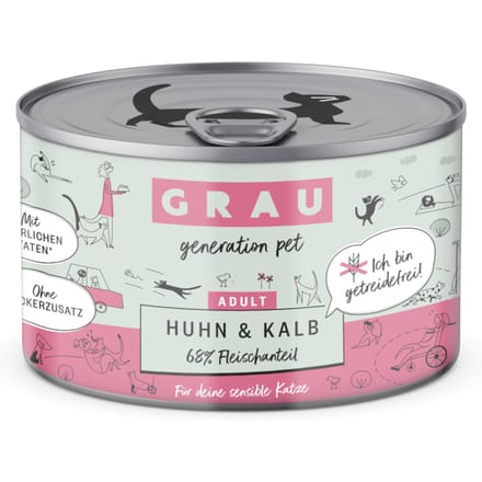 GRAU Adult Graanvrij 6 x 200 g Kattenvoer - Kip & Kalf