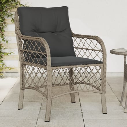 vidaXL - Tuinstoelen - 2 - st - met - kussens - poly - rattan - lichtgrijs