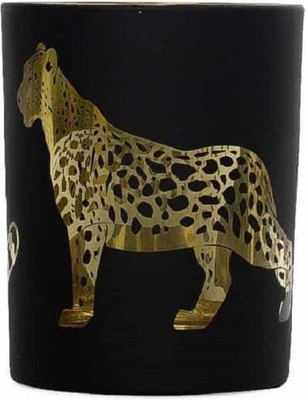 Mars & More Waxinelichthouder Luipaard/ Panter Zwart-Goud(8 x 7 cm)