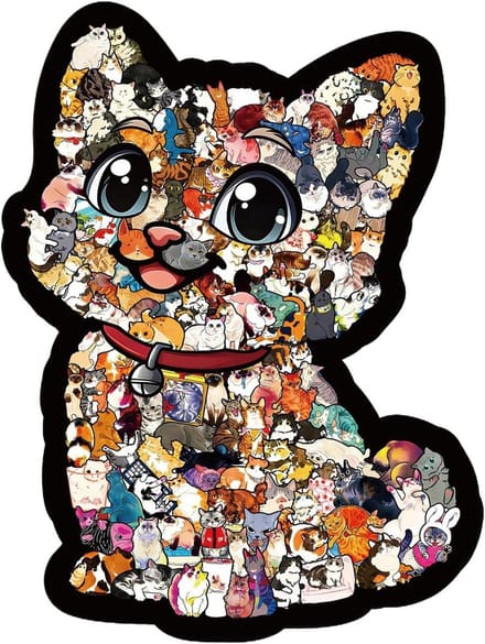 Kattenpuzzel - Houten legpuzzel - Ontspannende activiteit - Educatief en decoratief - 135 stukjes - Multicolor