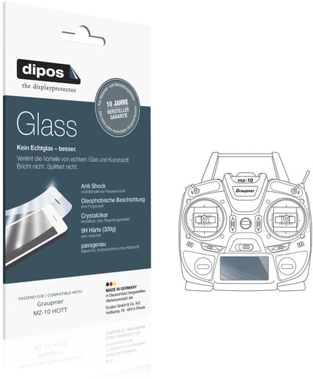dipos – 2x Pantserfolie geschikt voor Graupner MZ-10 HOTT | 9H Screenprotector