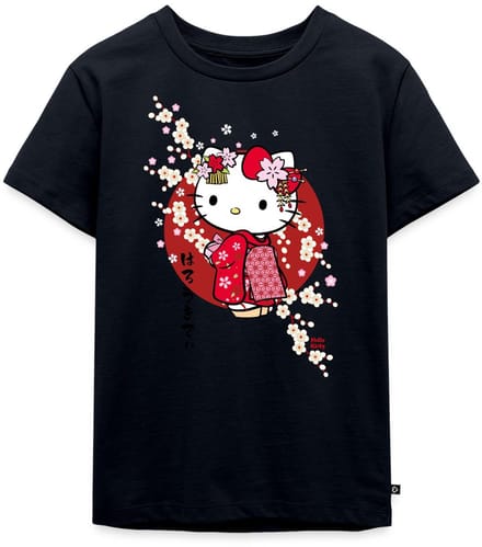 Hello Kitty In Een Rode Kimono En Kersenbloesems Premium T Shirt Kinderen