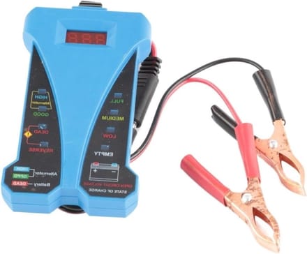 Accutester Auto - Spanningsmeter Digitaal - Motor Onderhoud - LED Status Indicator - 12V - Zwart