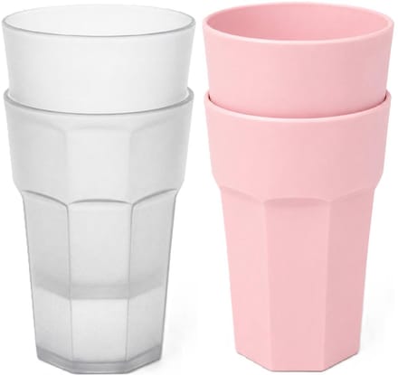 Plasticforte onbreekbare drinkglazen - 10x stuks - kunststof/plastic - mix van twee kleuren - 521 ml - 13 cm
