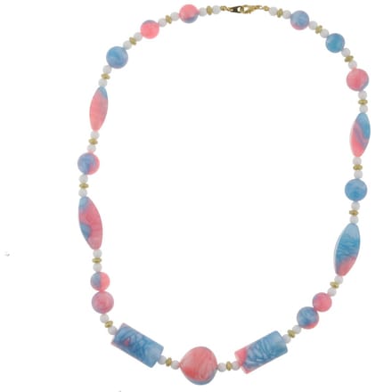 Behave - Kralen ketting - Blauw Roze Wit - 60 cm - Dames