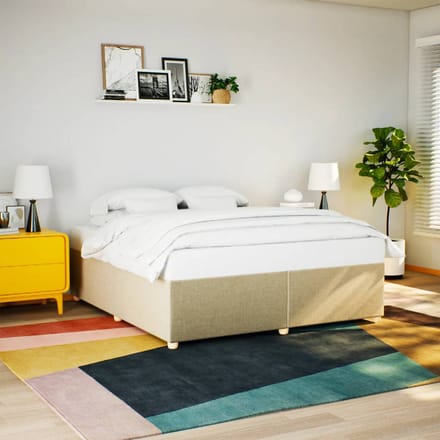 vidaXL - Bedframe - zonder - matras - stof - crèmekleurig - 200x200 - cm