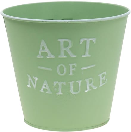Zinken bloempot, mintgroen, Ø15cm, H13,5cm