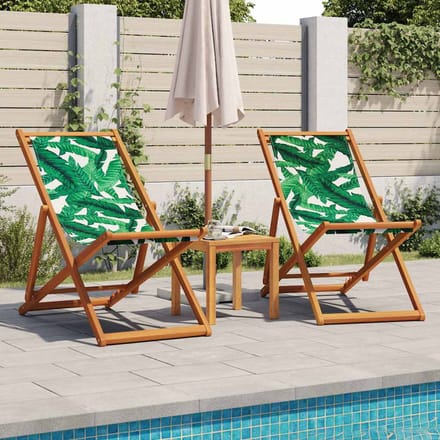 Opvouwbare strandstoel met bladerpatroon Massief eucalyptus houten frame en stof