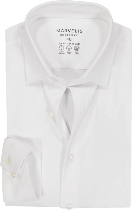 MARVELIS modern fit overhemd - tricot - wit - Strijkvriendelijk - Boordmaat: 43