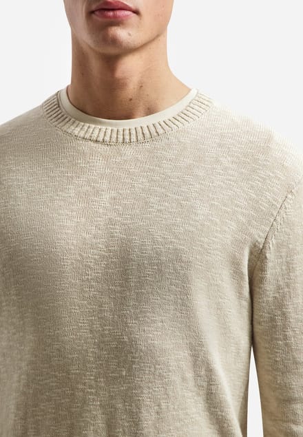 No Excess Pullover crewneck slub with linen desert
