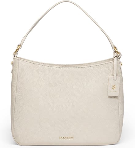 Lazarotti Leren Schoudertas Bologna Leather Hobo Creme White Crème