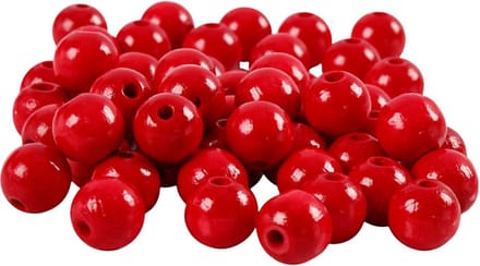 CC Houten Kralen 12 mm Rood 40 stuks