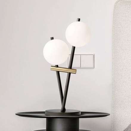 miloox by Sforzin Kika tafellamp, 2-lamps, zwart/wit, metaal, glas
