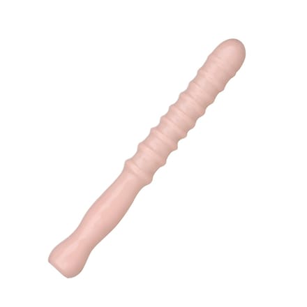 Being Fetish - PVC Geribbelde Dildo met Handvat - 31 cm - Lichte Huidskleur