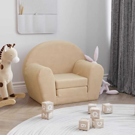 vidaXL - Kinderslaapbank - zacht - pluche - crèmekleurig