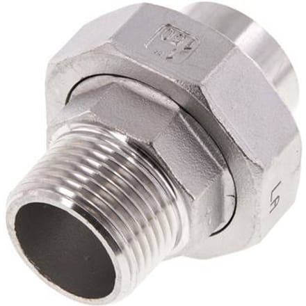 Rechte Aansluiting  R1'' Mannelijk X 33,7mm Laseinde RVS Vlakke Afdichting PTFE 16bar