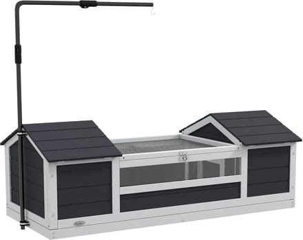 PawHut Schildpaddenhuis - Vurenhout - 120x56,5x43cm - Grijs