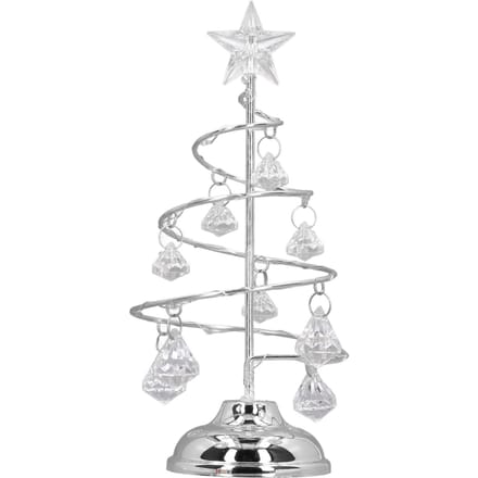 Lampe LED pour sapin de Noël, petite veilleuse décorative en cristal et fer, idéale comme cadeau, argentée Silver White Light