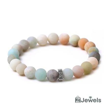 OZ Jewels - Matte Amazonite Kralenarmband - Natuurstenen - Elastisch