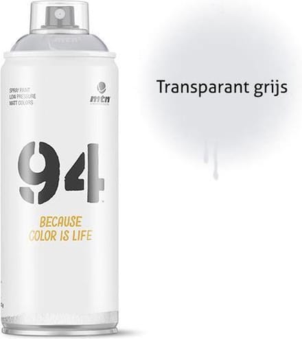 MTN94 Transparant Grijze spuitverf - 400ml lage druk en matte afwerking