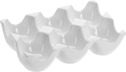 Excellent Houseware eiertray/houder voor 6 eieren - wit - porselein - 15 x 10 x 36 cm
